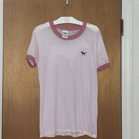 •PINK•VSP LIGHT PINK WITH BEGONIA HEM BIG DOG BACK Short sleeve top in size XS. - Picture 6 of 6